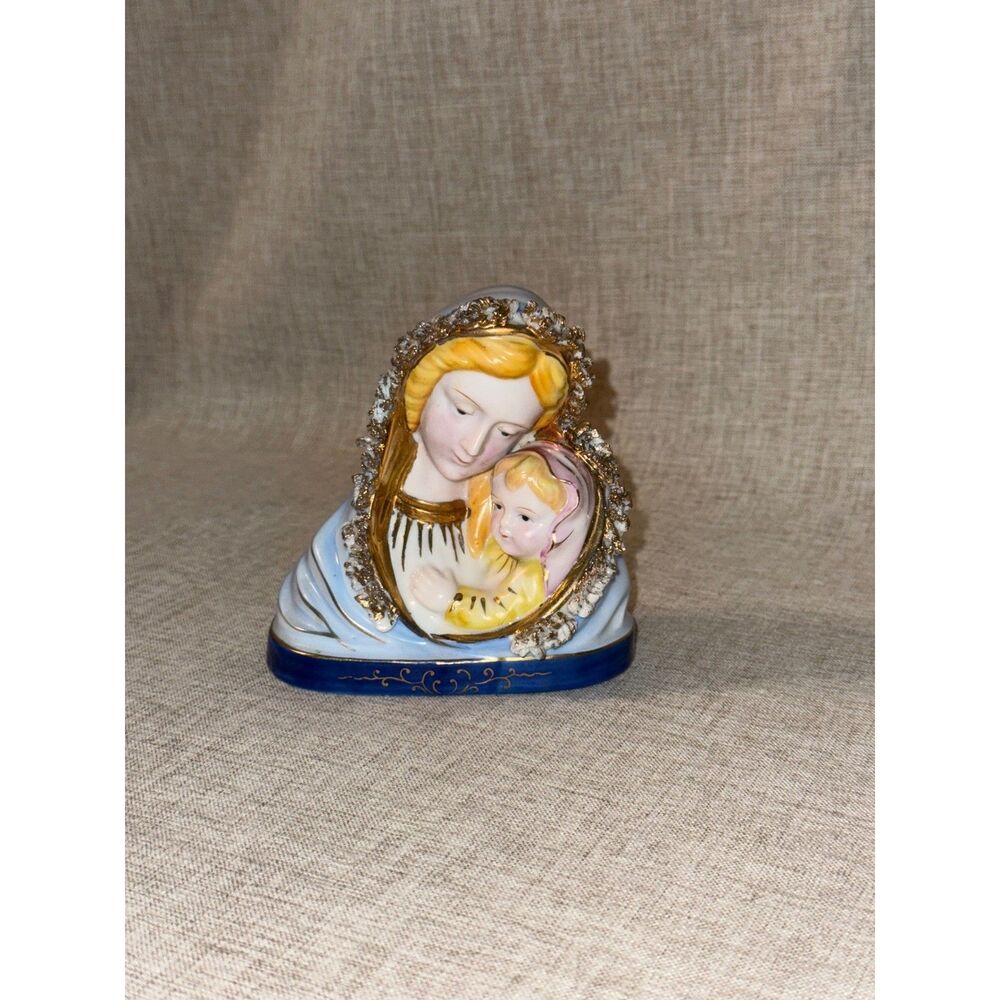VTG Madonna & Child, Virgin Mother W/Infant Jesus Porcelain Figurine SANMYRO